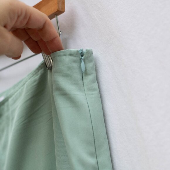 VTG Brioni 100% Silk Wide-Leg Pants W35 L31 Mint Green Y2K Italy Quiet Luxury - Picture 4 of 7